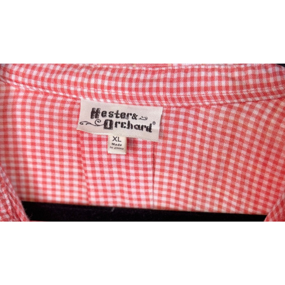 Hester & Orchard Coral Plaid Long Sleeve Shirt, Size XL - Picture 4 of 7